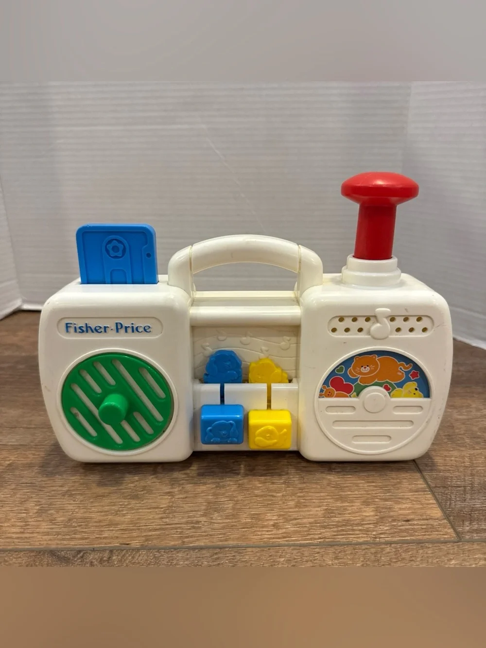 Vintage Fisher-Price Pretend Radio Music Toy White Red Blue Yellow